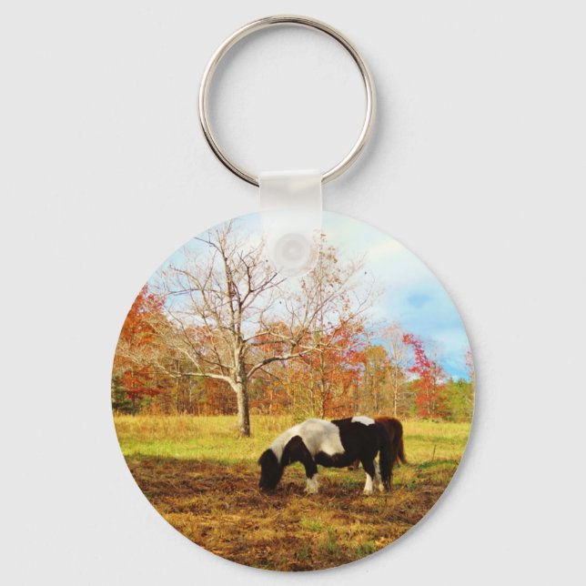 Black and White Miniature Pony / Horse Keychain (Front)