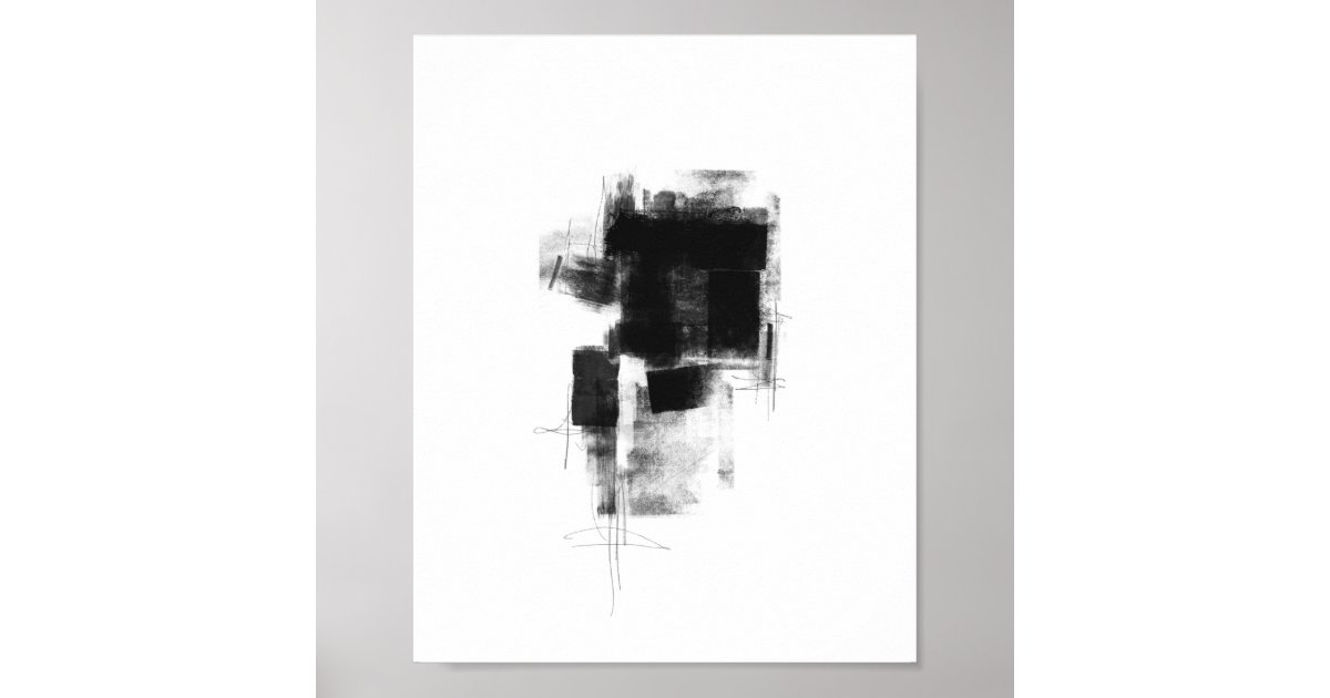 Black and White minimal Abstract Art Nr111 Poster Zazzle