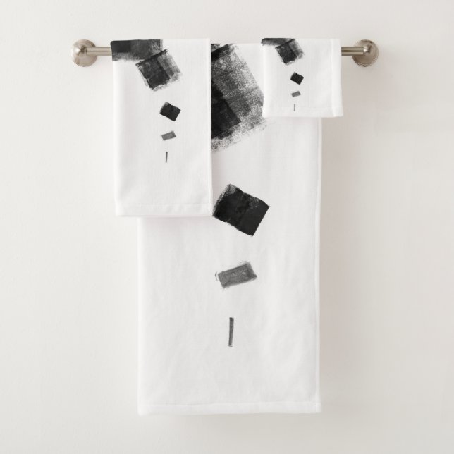 Black and White minimal Abstract Art Nr113 Bath Towel Set (Insitu)