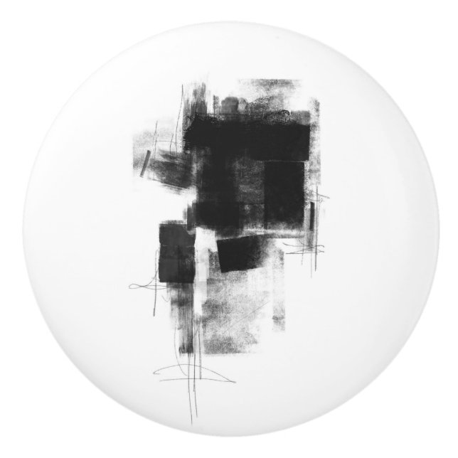 Black and White minimal Abstract Artistic Ceramic Knob (Front)