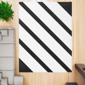 Black and White Minimal Angled Stripes Office Rug