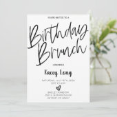 Black and White Minimal Birthday Brunch Invitation (Standing Front)