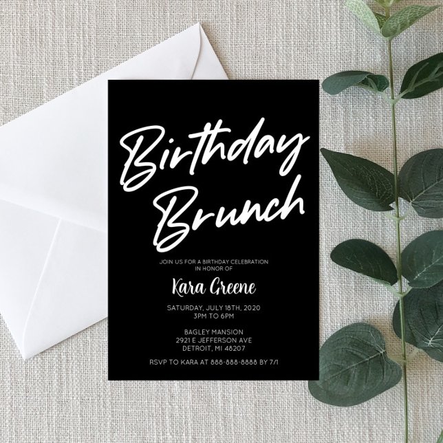 Black and White Minimal Birthday Brunch Invitation (Creator Uploaded)