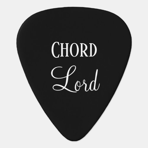 Black and White Minimal Funny Chord Lord Guitar Pick