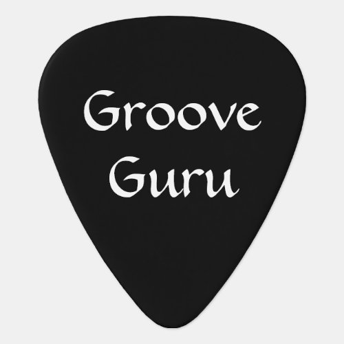 Black and White Minimal Funny Groove Guru Guitar Pick