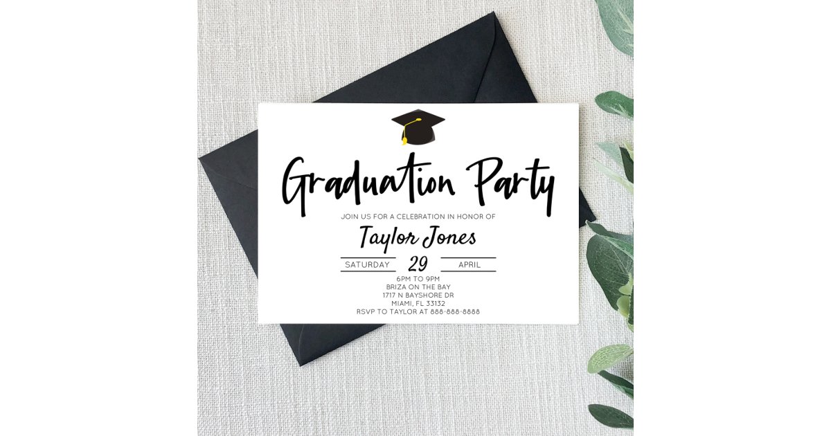 Black and White Minimal Graduation Party Invitation | Zazzle