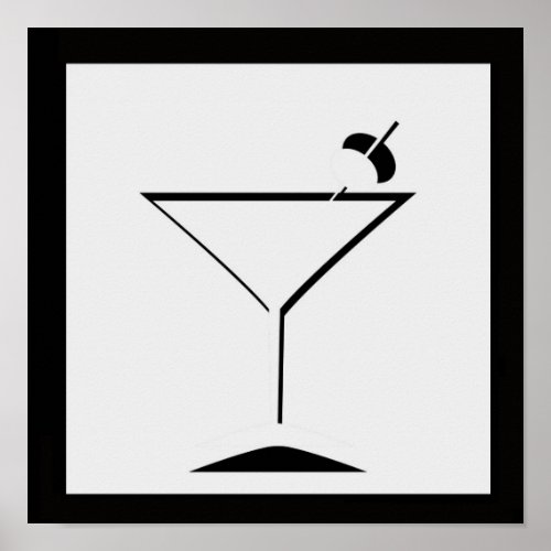 Black and White Minimal Martini Art Print