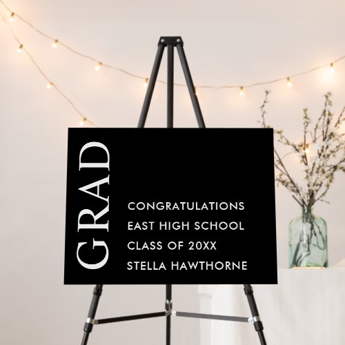 Black and White Minimal Modern Elegant Grad Party Foam Board
