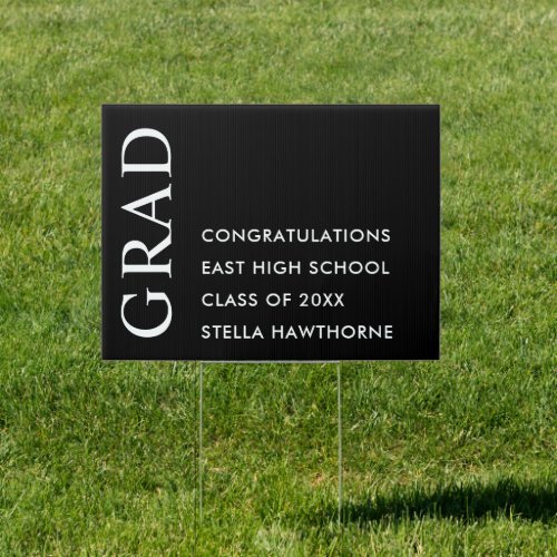 Black and White Minimal Modern Elegant Grad Party Sign