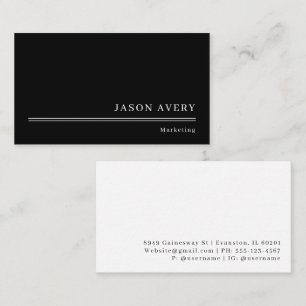 Black and White Minimal Professional Business Card
