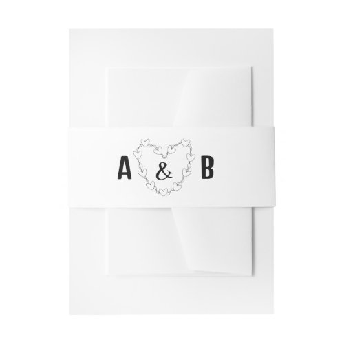 Black and white minimal script wedding invitation  invitation belly band