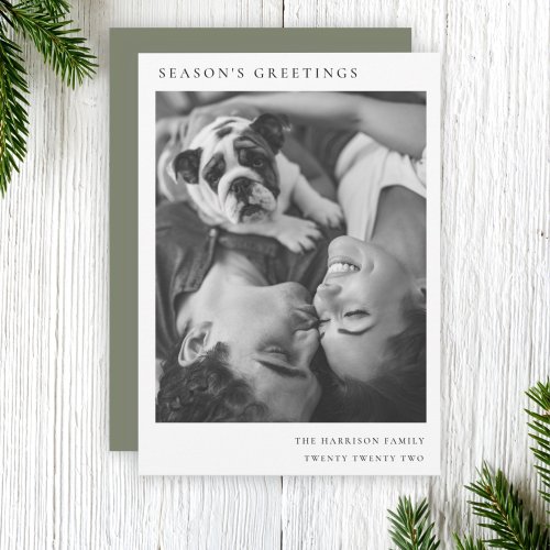 Black and White Minimal Simple Christmas Photo Holiday Card