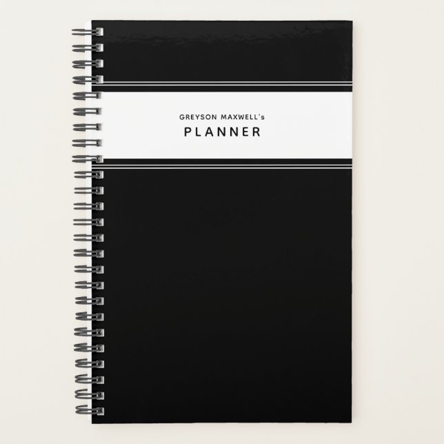 Black and White Minimal Simple Planner (Front)