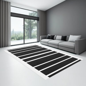 Black and White Minimal Stripes Office Rug