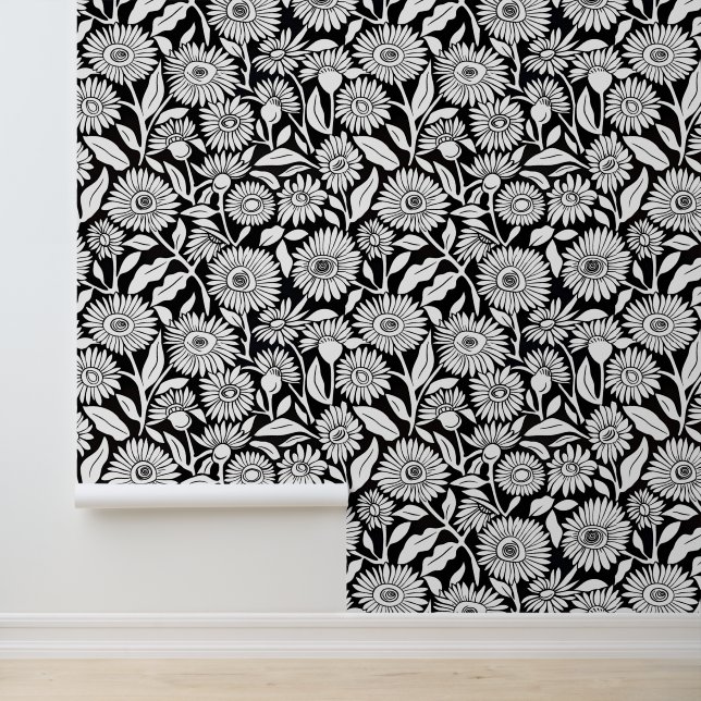Black and White Minimal Sunflower Wallpaper (Application)