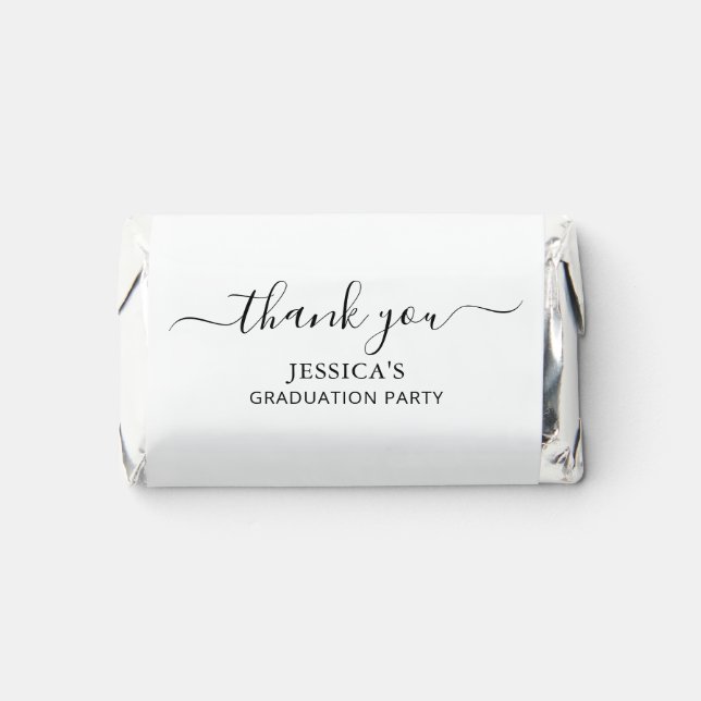 Black and white minimal Thank you graduation party Hershey's Miniatures (Front)