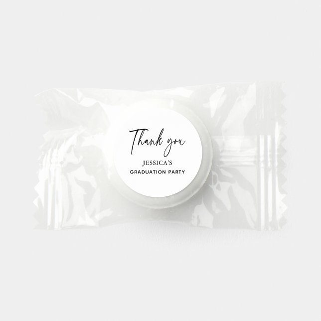 Black and white minimal Thank you graduation party Life Saver® Mints (Black and white minimal Thank you graduation party Mint Favors)