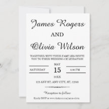 Black and White Minimal Wedding Invitation