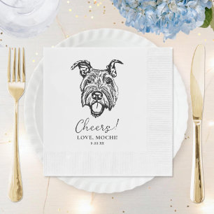 Black and White Minimalis Dog Personalized Wedding Napkins