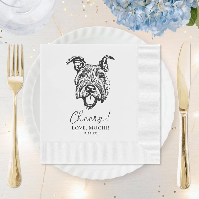 Black and White Minimalis Dog Personalized Wedding Napkins (Creator Uploaded)