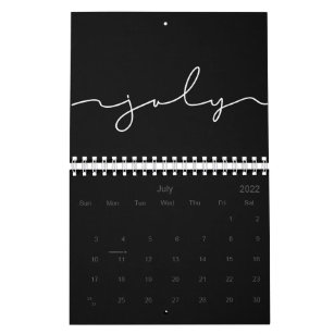 Black and white minimalist 2024 calendar
