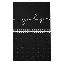 Black and white minimalist 2025 calendar