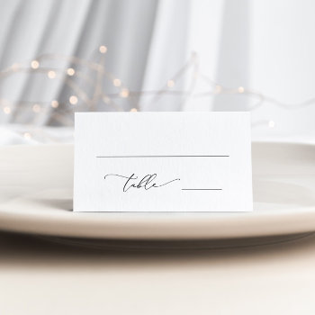 Black And White Minimalist 2 Wedding Table Number  Place Card by StripedHatStudio at Zazzle