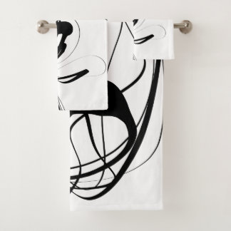 Black and White minimalist Abstract Art Bath Towel Set