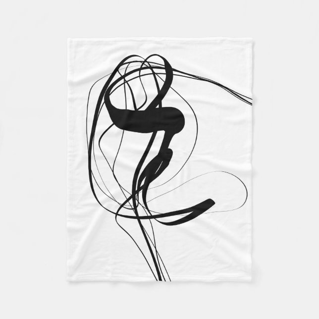 Black and White minimalist Abstract Art Fleece Blanket (Front)