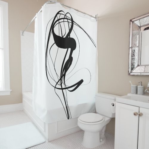 Black and White minimalist Abstract Art Shower Curtain