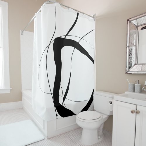 Black and White Minimalist Abstract Art Shower Curtain