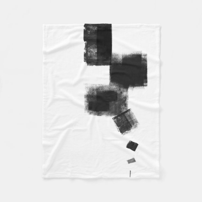 Black and White minimalist Abstract geometric Fleece Blanket (Front)