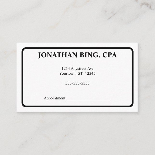 Black and White Minimalist Accountant Finance  Business Card (Front)