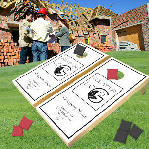 Black and White Minimalist Add Your Logo  Cornhole Set