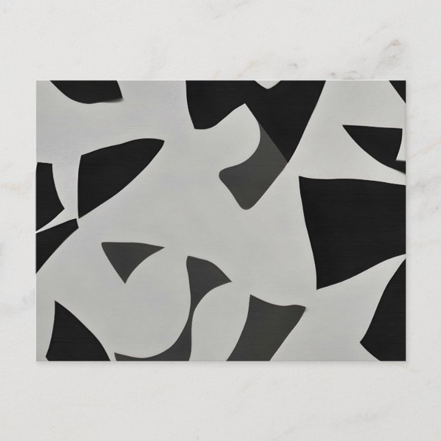 Black and white Minimalist Art Postcard (Front)
