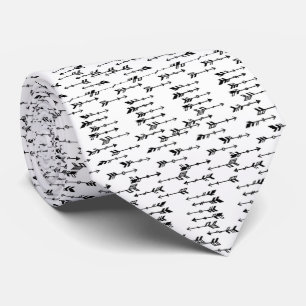Black and white minimalist boho arrow pattern neck tie