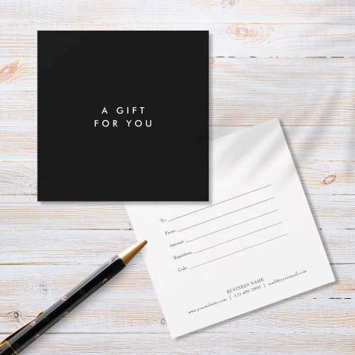 Black and White Minimalist Bold Gift Certificate
