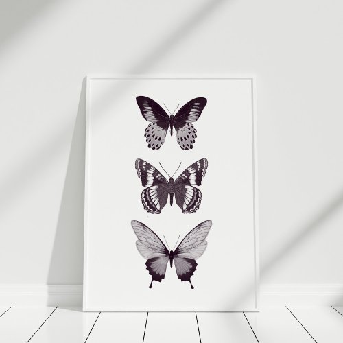 Black and White Minimalist Butterfly Poster