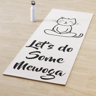 Black and White Minimalist Cat Design Yoga Mat