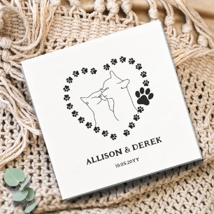 Black and White Minimalist Cats Pet Wedding Napkins