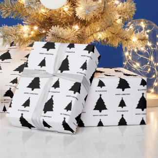 Black And White Minimalist Christmas Tree Pattern Wrapping Paper