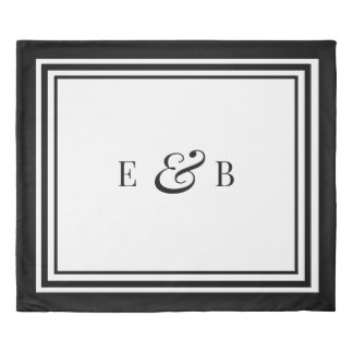 Black and White Minimalist Custom Monogram (King) Duvet Cover
