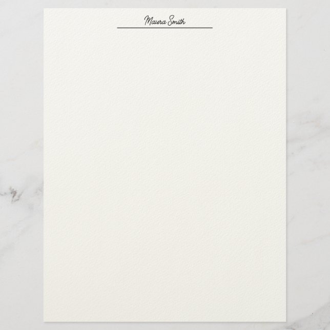 Black and white minimalist custom name letterhead (Front)