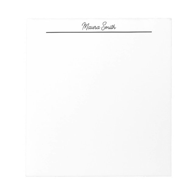 Black and white minimalist custom name notepad (Front)