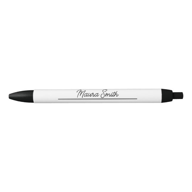 Black and white minimalist custom name pen (Front)