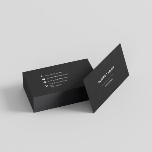 Black And White Minimalist Custom Name Typography Business Card