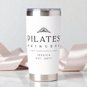 Black and White Minimalist Custom Pilates Princess Insulated Tumbler