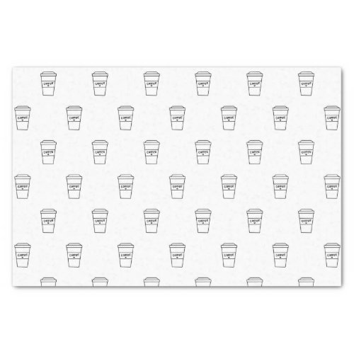 Black and White Minimalist Cute Coffee Cup Pattern Tissue Paper