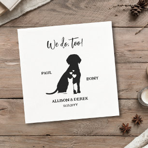 Black and White Minimalist Dog Cat Pet Wedding Napkins