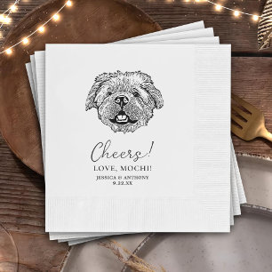 Black and White Minimalist Dog  Cheers Pet Wedding Napkins